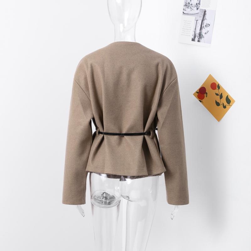 Spring Autumn Fashion V Neck Full Sleeves Women Coat Elegant Solid Color Casual Loose Jacket Woman Commuter Outerwear