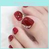 Trendy Wine Red Rhinestone Toe Nail Stickers Star Pattern Chinese Brand