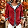 Women's Loose Fit Hooded Denim Cardigan Jacket with Trendy Patchwork for Casual Wear