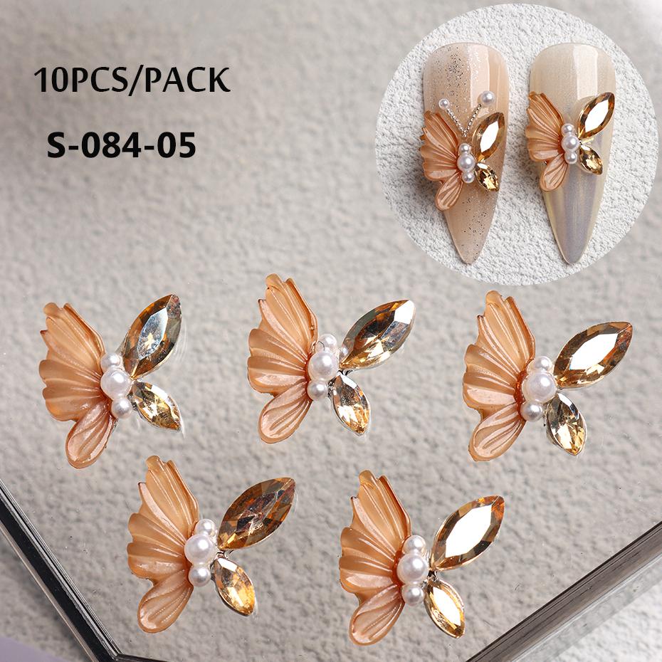 Aurora Butterfly 3D Nail Art Decoration Jewelry Hollow Heart Pearl Flower Mixed Size Irregular Nail Beads Manicure Accessories