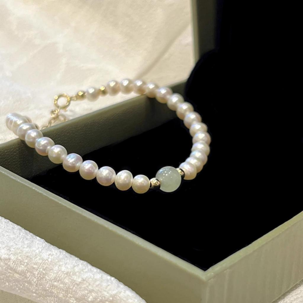 Hetian Jade Shi Jia Pearl Women's High-End Versatile Chinese Style Bracelet