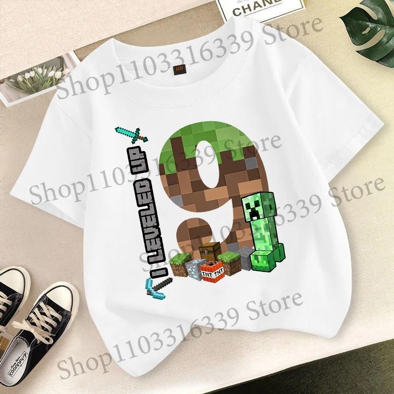 Birthday Number T-shirt Party Supplies Gift Minecrafted Cartoon Children Clothes Boy Tops Summer Short Sleeve round neck Tees