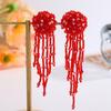 Vintage Style Crystal Tassel Drop Earrings With Geometric Alloy Design For Womens Evening Wear