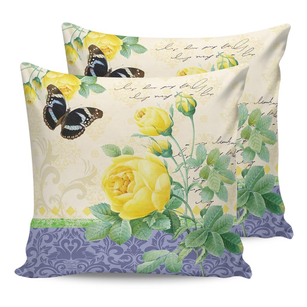 Cushion Cover Pink Flower Rose Vintage Throw Pillow Cover Sofa Car Home Decoration Pillow Cover