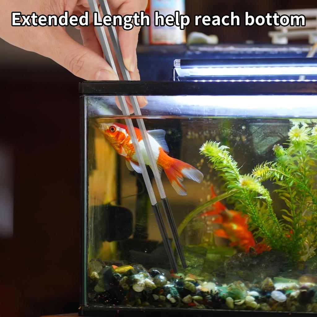 2PCS Stainless Steel Reptile Feeding Tongs with Rubber Tip, 10.6” Flat & Curved Long Tweezers for Aquarium or Craft, Bearded Dra