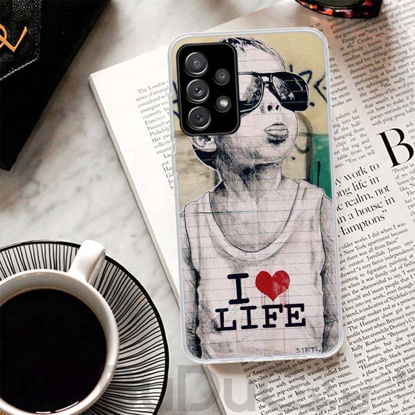 Street Art Banksy Graffiti Cover For Samsung Galaxy A51 A50 A71 A70 Phone Case A21S A31 A41 A10 A20E A30 A40 A01 A11 A6 A7 A8 A9