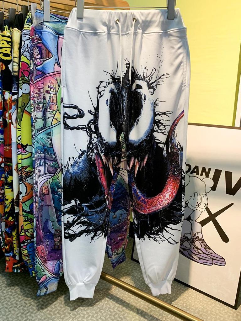 Set mikiny s kapucí a kalhot s digitálním potiskem Žralok Venom - Unisex Podzimní/Zimní Edice pro Pár