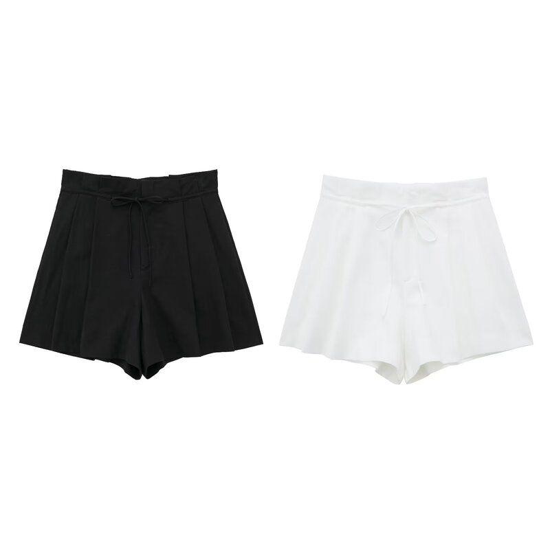 Fashion Style Summer New Fashion Trendy Women's Mid Waist Easiest for Match Linen Blend Casual Shorts 4661413 800