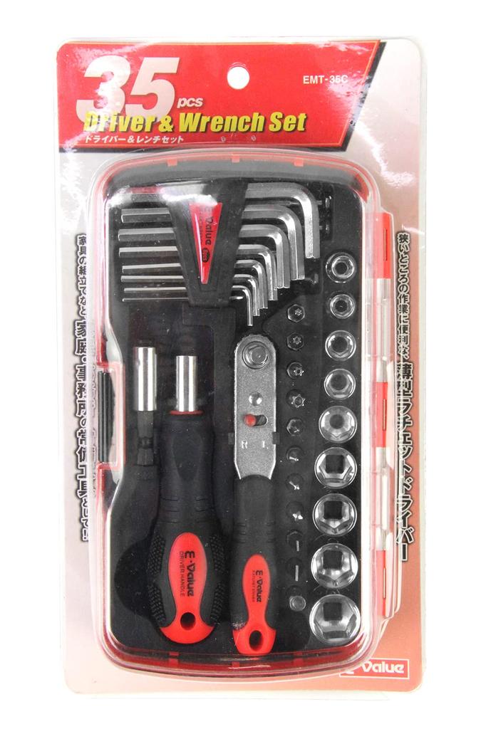 Screwdriver Wrench Tool Set for Furniture Assembly and E-Value 35-Piece & Maintenance, EMT-35C