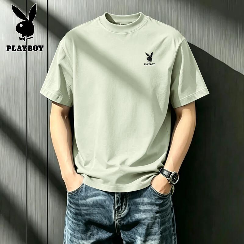 PLAYBOY Men s 2026 Summer Pure Cotton Short Sleeve T-Shirt M