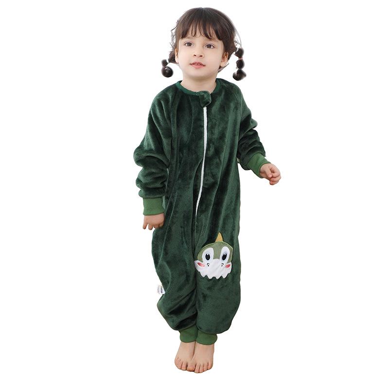 Baby Cartoon Flannel Romper Warm One Piece Pajamas Autumn Winter Homewear for Kids