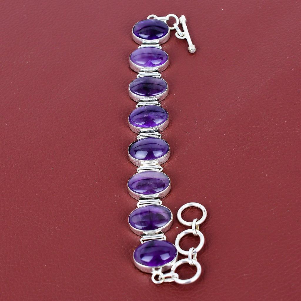 Star amethyst bracelet 925 sterling silver adjustable chain bracelet brand new jewelry genuine gemstone bracelet handmade bracelet for gifts