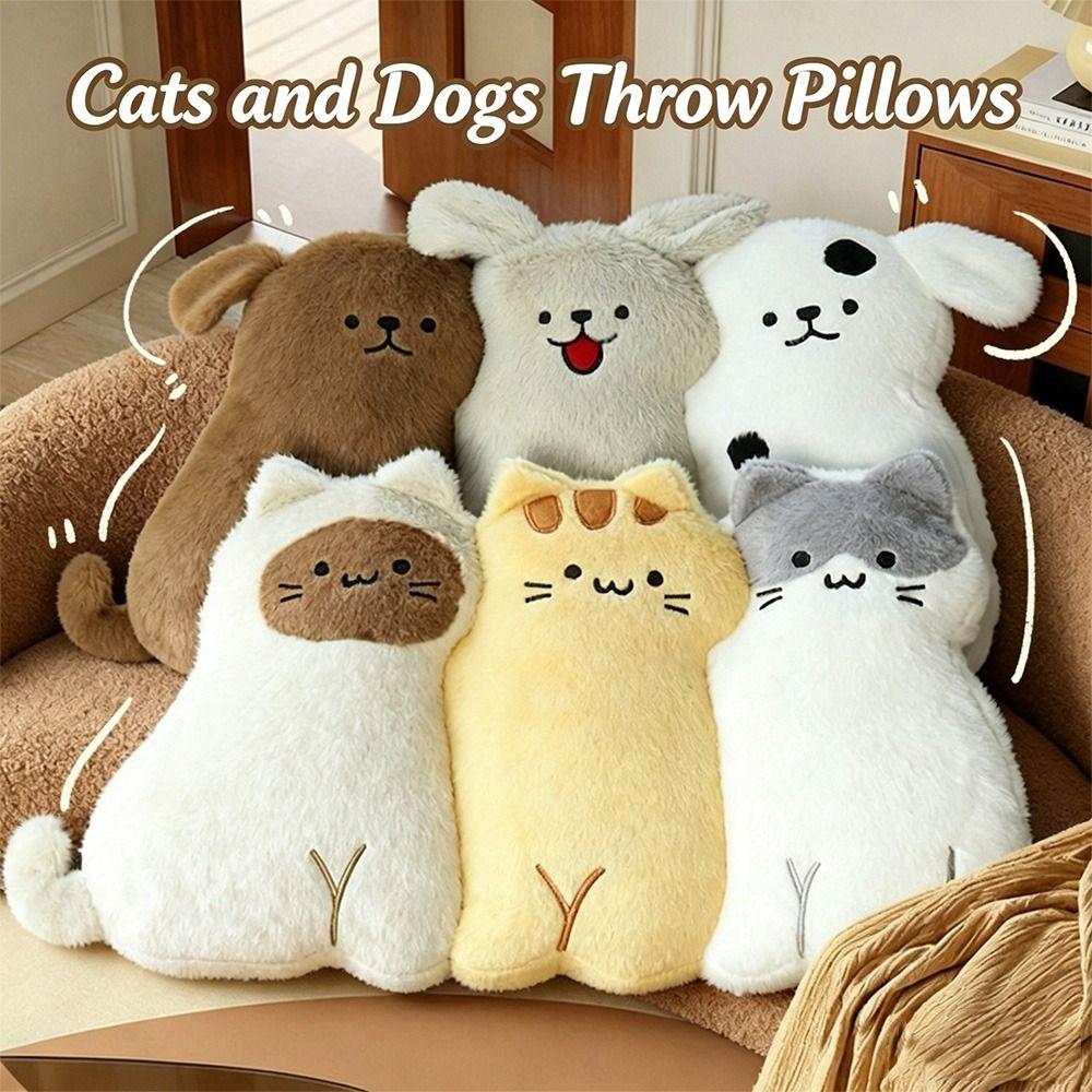 PP Cotton Filled Animal Shaped Cushion Soft Fluffy Cat Dog Plush Toy Plush Throw Pillow  Home Decor