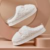 Hello embroidered plush cotton slippers indoor thickened warm cotton mop non-slip home slippers winter