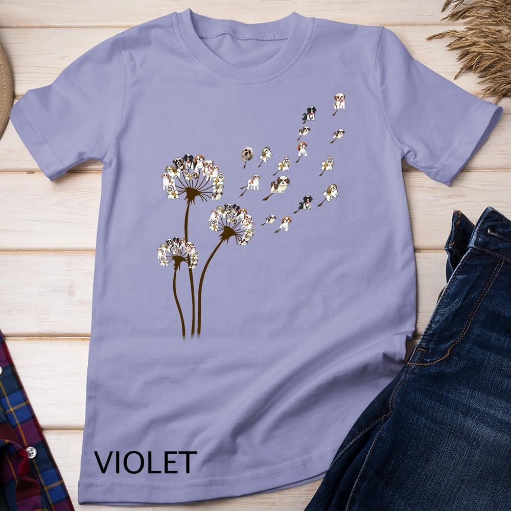 Shih Tzu Dog Dandelion Flower Funny Animal Lovers  Men Women Unisex T-shirt