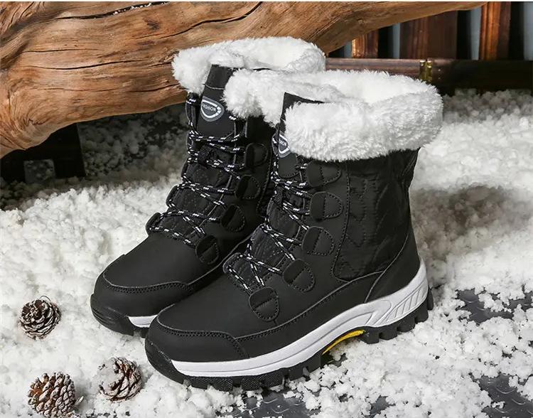 Women's Winter Snow Boots: Velvet-Lined, High-Top, Trendy, Warm Outdoor Footwear.