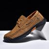 2026 Plus Size Men's Leather Casual Loafers - Hand-Stitched Low-Top Shoes for Spring