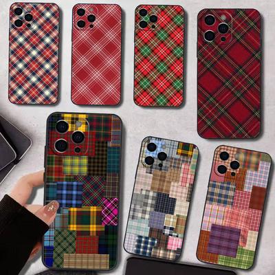 Skotskt rutmönster Fodral Silikon Mjukt För IPhone 17 16 15 14 13 12 11 X XR Plus Pro Max Plus