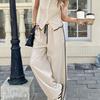 Women Daily Wear Sleeveless Top & Drawstring Wide Leg Pants Suit