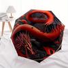 Red Dragon Yin Yang Symbol Circular Art PrintUmbrella, Portable 3-Fold Compact Umbrella for Men & Women Gift