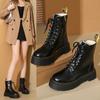 Womens Boots Plush Warm Winter Boots Fashion Casual Leather Boot Lace Up Women Ankle Boots Outdoor Non Slip Oxford Platform Boot