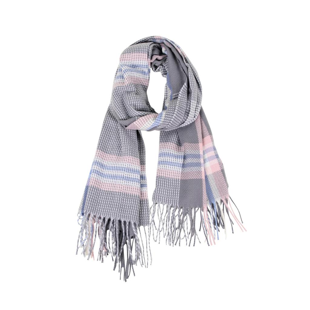 Klassischer koreanischer Karoschal aus Imitatkashmir: Warmer Quastenschal für den Winter