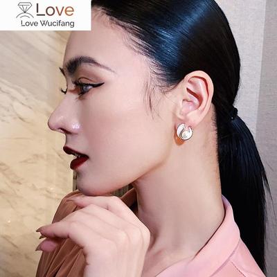 Design Sense Exquisite Geometric Enamel Pearl Earrings Jewelry Party Luxury Accessories For Women 'S Unusual Earrings