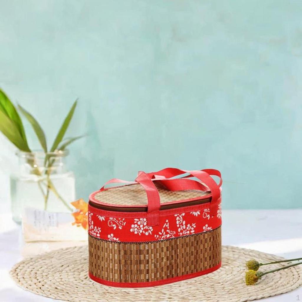 Kosz bambusowy do przechowywania żywności z uchwytami, idealne prezenty i na przyjęcia