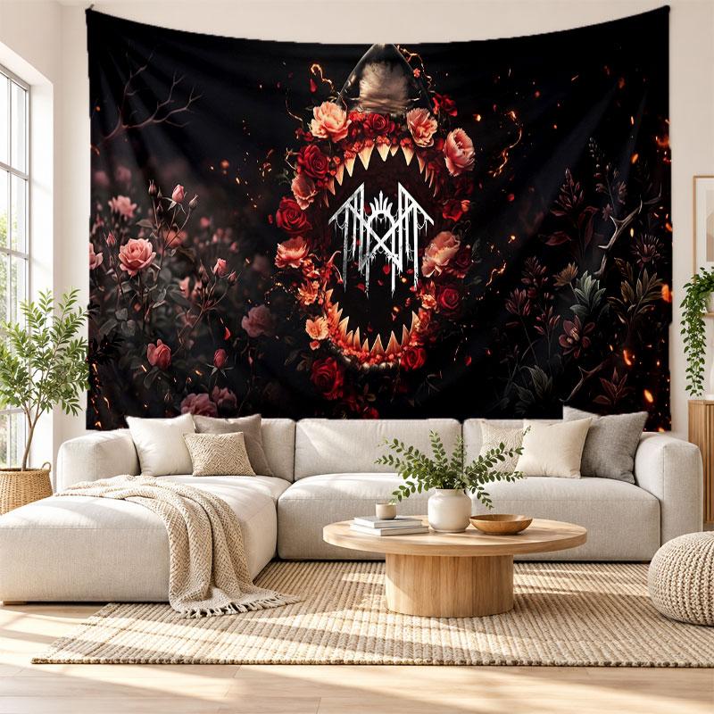 Sleep Token Wandteppich Heimdekoration Hängendes Tuch Kunst Hintergrundteppich für Schlafzimmer 100cmx150cm brown