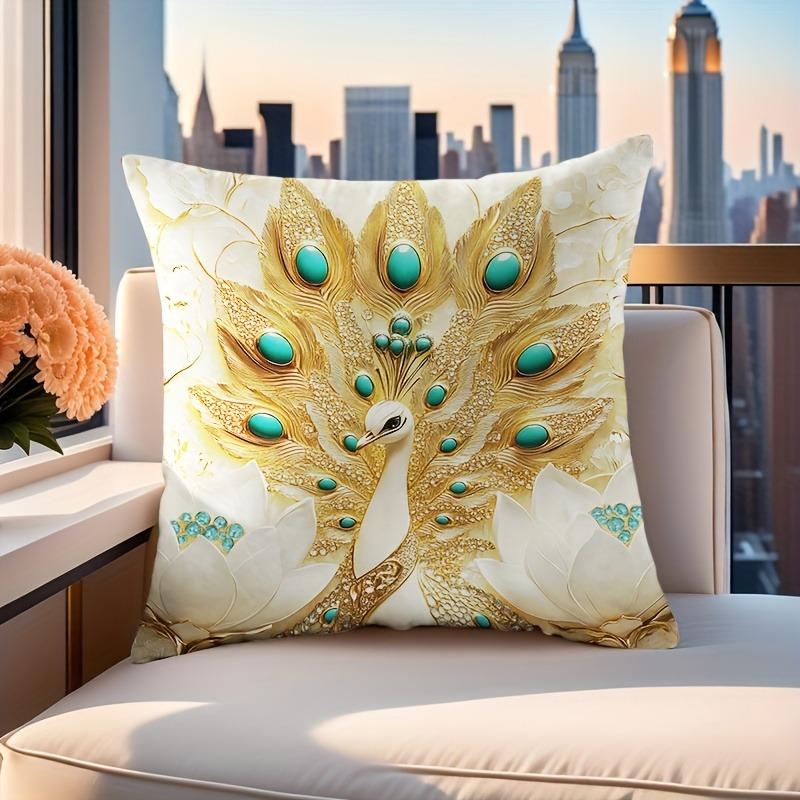 3D Peacock Creative Design PillowcaseSuitable for Sofa Car Bedroom Decorative Cushion Cover Pillow Cover