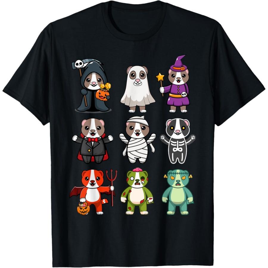 Ferret Spooky Ghost Boo-Jee Horror Pumpkin Ferret Halloween T-Shirt XXXXXL чёрный