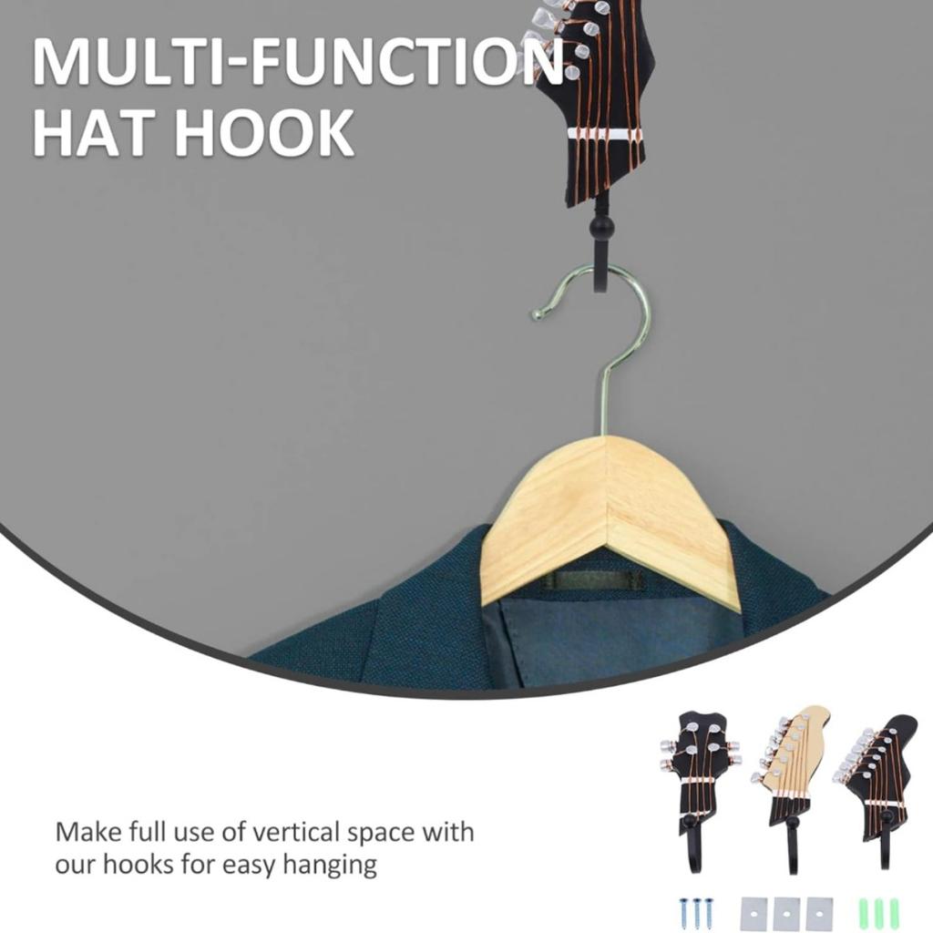 Wall Hook Guitar Shaped Wall Hooks Metal Resin Hooks Wall Mounted Vintage Decorative Hooks Rack Hangers for Hanging Clothes Coats Towels Keys Hats