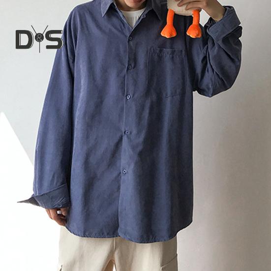 Men Shirt Lapel Long Sleeve Single Breasted Shirt Tops Solid Color Patch Pocket Casual Shirt Loose Fit Comfortable Fit Jacket