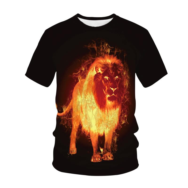 Summer Lion Tiger T shirt Animal 3d Print Men Women Fashion O-Neck Tshirts Male Top