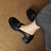 Cowhide Version~ Genuine Leather Retro Camellia One-pedal Loafers Women's 2025 New Small Leather Shoes Thick High-heeled Single Shoes