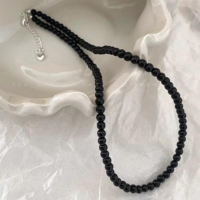 Vintage Strands Choker Necklace Black Pearls Necklace Simulated Pearl Choker Necklace Jewelry Gift Women Unique Clavicle Chain