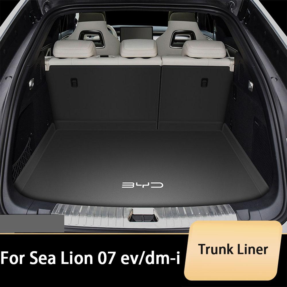 Car Boot Mat Rear Trunk Liner For BYD Sealion 7 Sea Lion 07 2024 2025 Nappa Leather Floor Carpet Tray Protector Accessories Mats