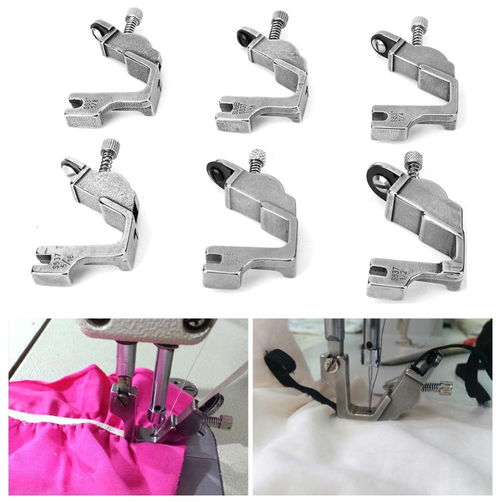 6pcs S537 Elastic Presser Foot All Steel Professional Shirring Presser Foot Heavy Duty Sewing Machine Accessory