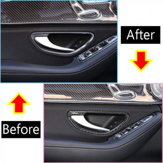 Carbon Fiber Inner Door Handle Cover For Mercedes Benz W205 X253 C GLC Class 4pc