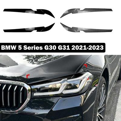 For BMW 5 Series G30 G31 G38 530i 530d 530e 2021-2023 Front Headlight Eyebrows Eyelids ABS  Sticker Exterior Modification Cover