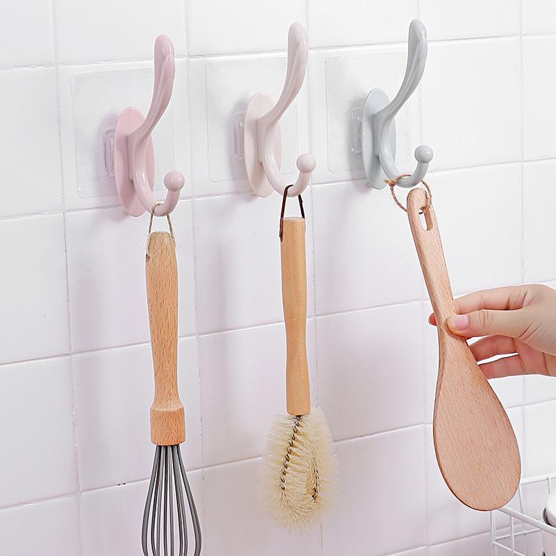 Hook Bathroom Bathroom Nail-Free Coat Hook Bedroom Non-Punching Hanger Wall Coat Hook Plastic Adhesive Hook