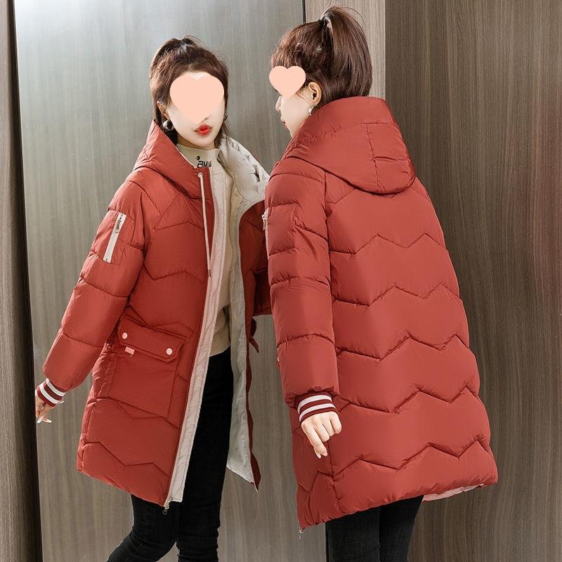 New Cotton Jacket Women's Mid-length Plus-size Cotton Jacket Winter Loose Thickened Hooded Cotton Jacket
