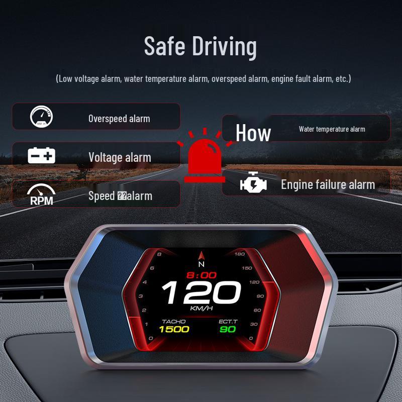 Universal Smart OBD Car HUD: Portable Head-Up Display with HD Speedometer