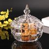 Clear Glass Crystal Covered Storage Jar with Lid for Candy Dry Fruit Dish Organizers Jewelry Trinket Box Home Decors