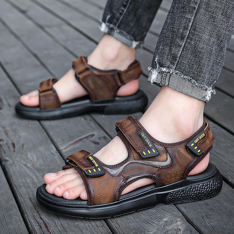 

Модные летние мужские сандалии для отдыха на открытом воздухе, летние дышащие спортивные пляжные туфли, нескользящие мужские повседневные сандалии, черные мужские пляжные сандалии 11 коричневый