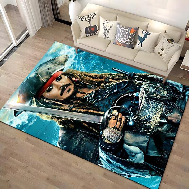 Pirate-Themed Carpet with Sword1Braided Hair1and Ocean Background Design Suitable for Use As an Anti-slip1 For1room and Bedroom Sofas