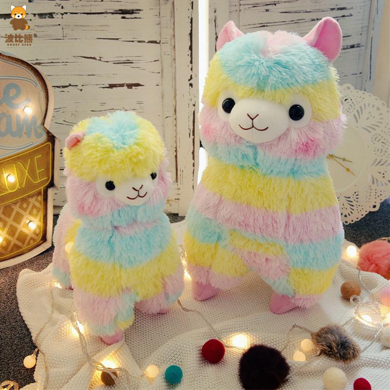 Bobby Bear Rainbow Alpaca Plush Toy - Large Mythical Beast Claw Machine Doll
