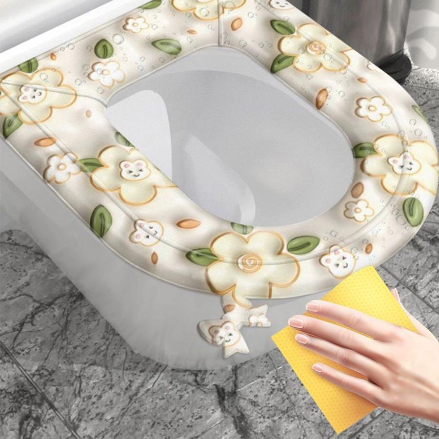 1pc waterproof household EVA toilet seat cover, lovely four seasons universal wash paste thickened toilet seat