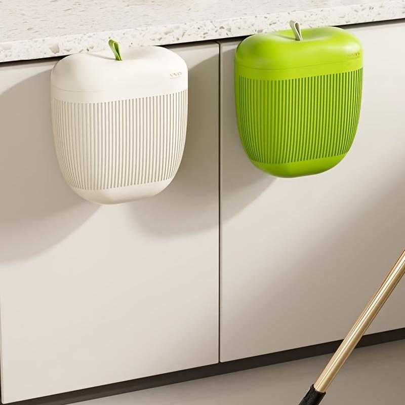 1pc Wall Mounted Trash Can with Pull Out Lid , No Drill Installation, Large Capacity Durable Plastic Bin for Kitchen , Bathroom