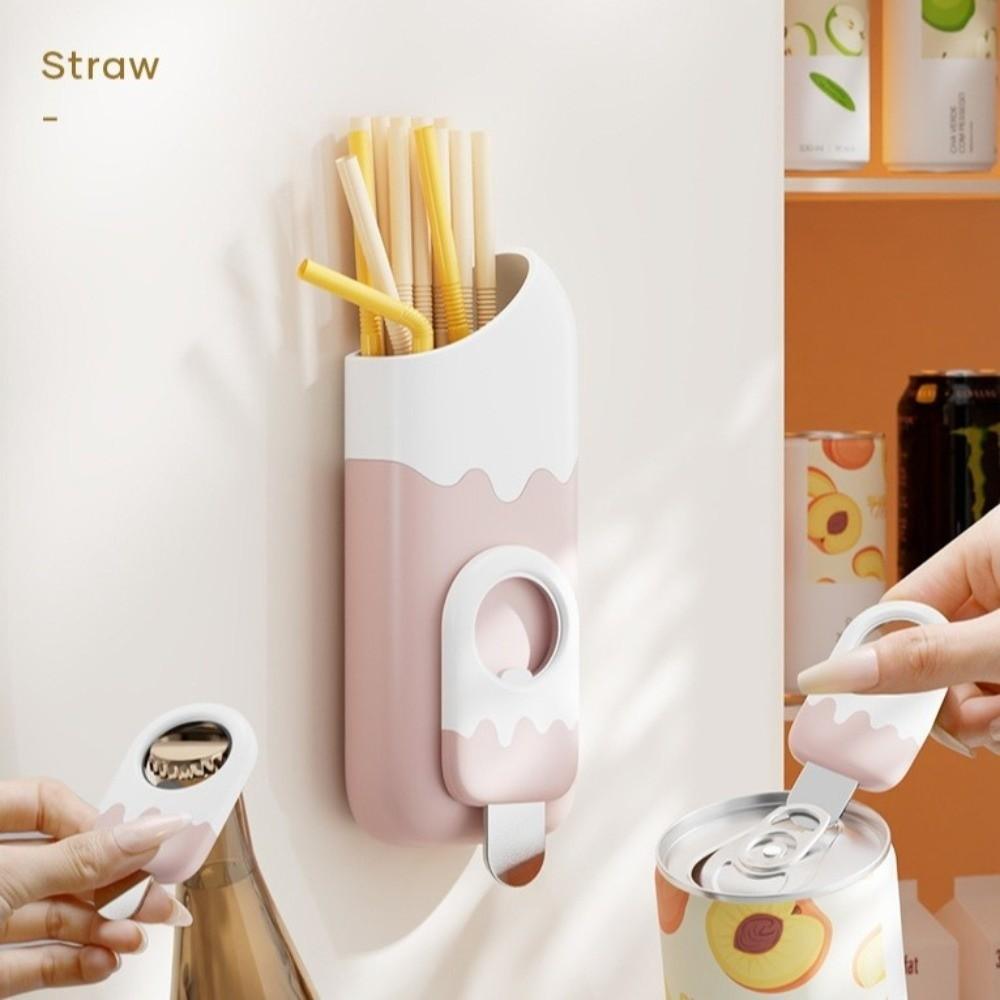Wall-mounted Refrigerator Side Storage Boxes Magnetic Straw Storage Container